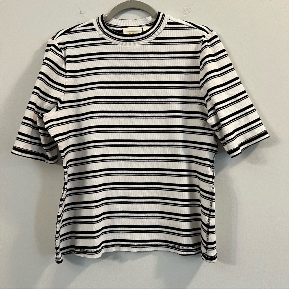 Maeve Black and White Striped Blouse